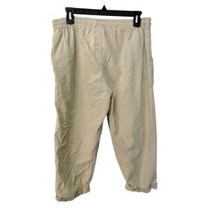 Ragton USA Womens Large Beige Capri Pants 28" Waist Drawstring 18.5" Inseam